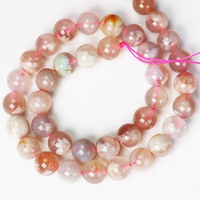 Natural Pink Sakura Flower Agate , 8mm Round Gemstone Beads, 15.5 inch , 1mm hole, about 50beads