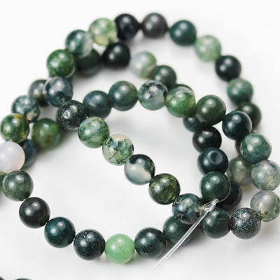 Moss Agate, 8mm Round Agate Gemstone Beads Strand, 15.5inch, hole 1mm, about50 beads