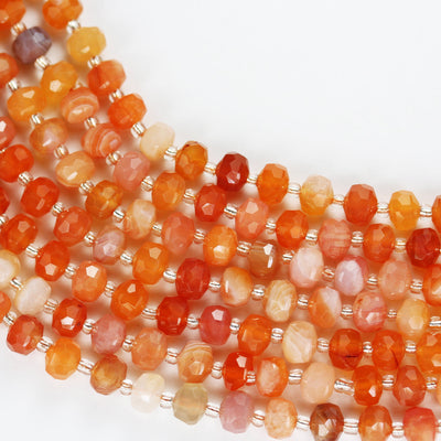 Red Agate, 6*8mm Faceted Rondelle Gemstone Strand, 8 inch , about 25 beads,hole1mm