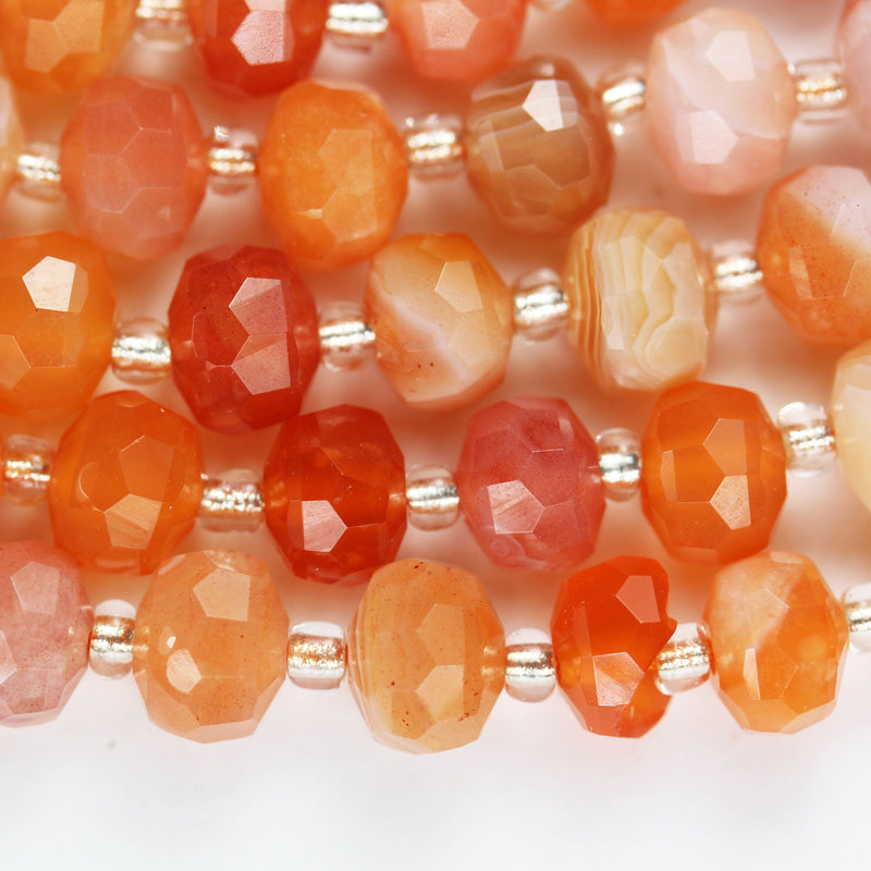 Red Agate, 6*8mm Faceted Rondelle Gemstone Strand, 8 inch , about 25 beads,hole1mm