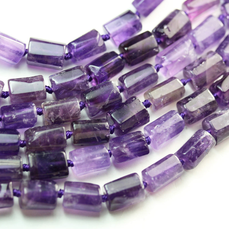 Natural Amethyst, 11x7mm Faceted  Tube gemstone ,One full strand Natural Gemstone, 15.5", about 30 beads, 1mm hole