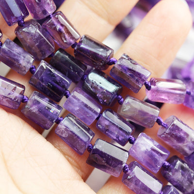 Natural Amethyst, 11x7mm Faceted  Tube gemstone ,One full strand Natural Gemstone, 15.5", about 30 beads, 1mm hole