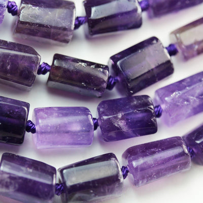 Natural Amethyst, 11x7mm Faceted  Tube gemstone ,One full strand Natural Gemstone, 15.5", about 30 beads, 1mm hole