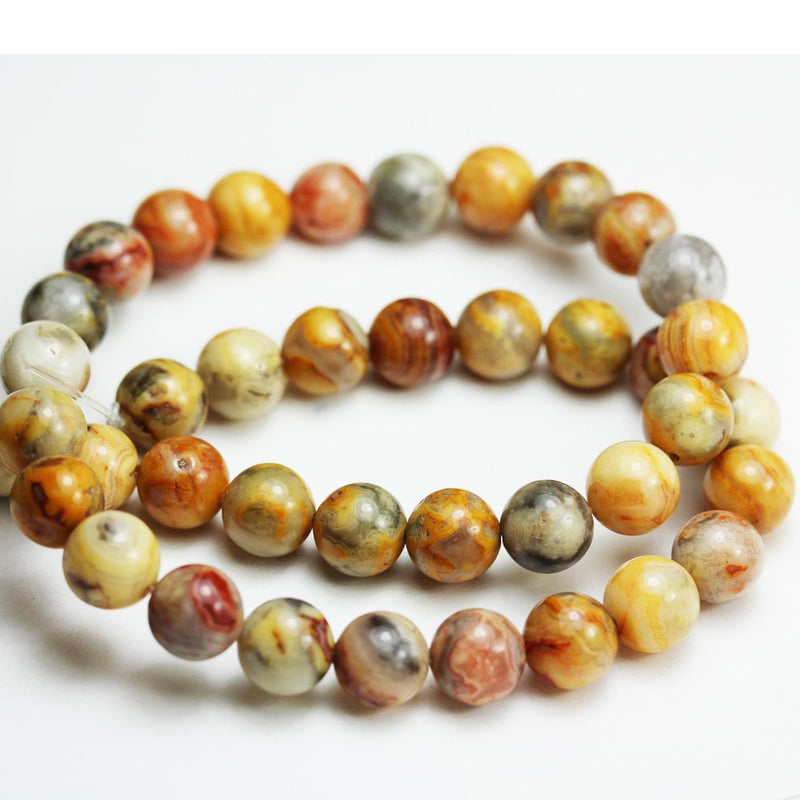 Crazy Lace Agate, 6mm Round Gemstone Strand,15.5 Inch, Red/Yellow/Brown,0.8mm hole