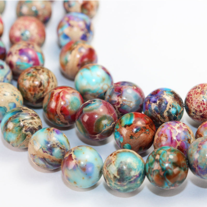 Imperssion jasper,8mm Round Mixed Color Jasper Gemstone, One full strand Beads,16inch, about50 beads, 1mm hole