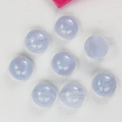 2pcs Natural Blue Lace Agate Cabochon Gemstone Beads, Blue 6/8mm Round Cabs, 3.5/4.5mm thick