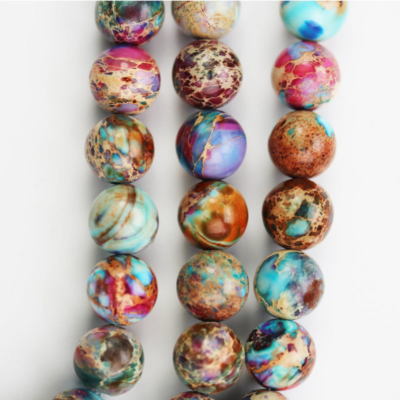 Imperssion jasper,8mm Round Mixed Color Jasper Gemstone, One full strand Beads,16inch, about50 beads, 1mm hole