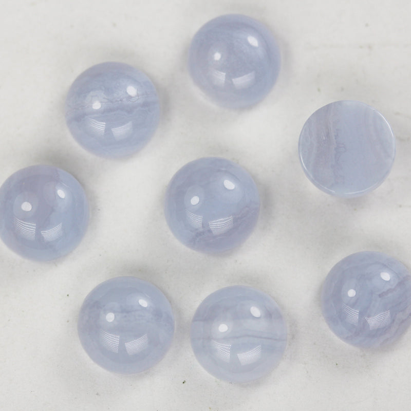 2pcs Natural Blue Lace Agate Cabochon Gemstone Beads, Blue 6/8mm Round Cabs, 3.5/4.5mm thick