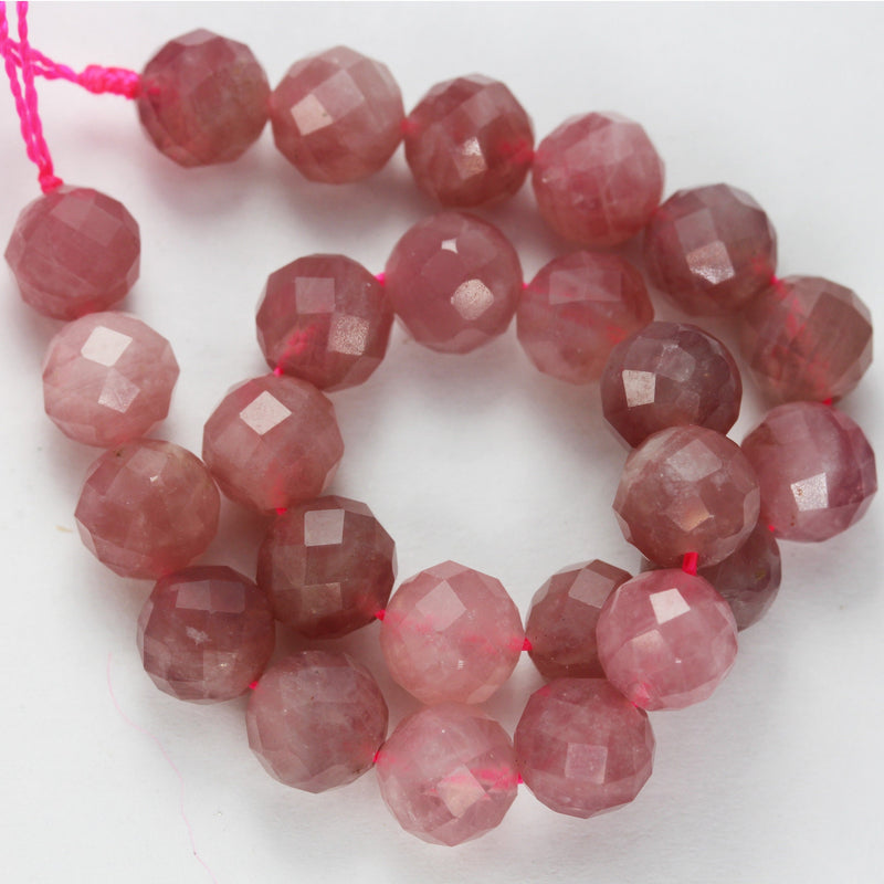 Genuine Natural Madagascar Rose Quartz Gemstone Purple Pink 8mm Faceted Round Strand, 7.5inch , about 25 beads,hole1mm