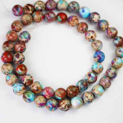 Imperssion jasper,8mm Round Mixed Color Jasper Gemstone, One full strand Beads,16inch, about50 beads, 1mm hole