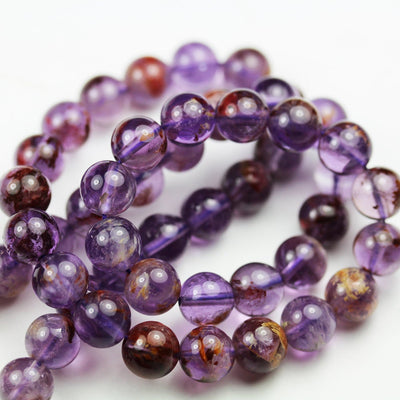 Super seven 10mm Genuine Cacoxenite amethyst , Round  Gemstone Beads One full strand ,about 40 pcs beads , 1mm hole, 15.5"