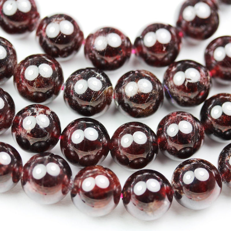 Garnet,8mm Round  Gemstone, One full strand , hole 1mm,16"