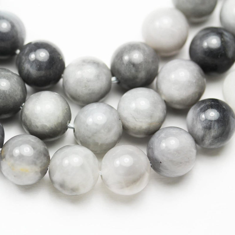 Eagle Eye, 10mm Round Gemstone Strand,40beads, Black & Gray Color, 1mm hole