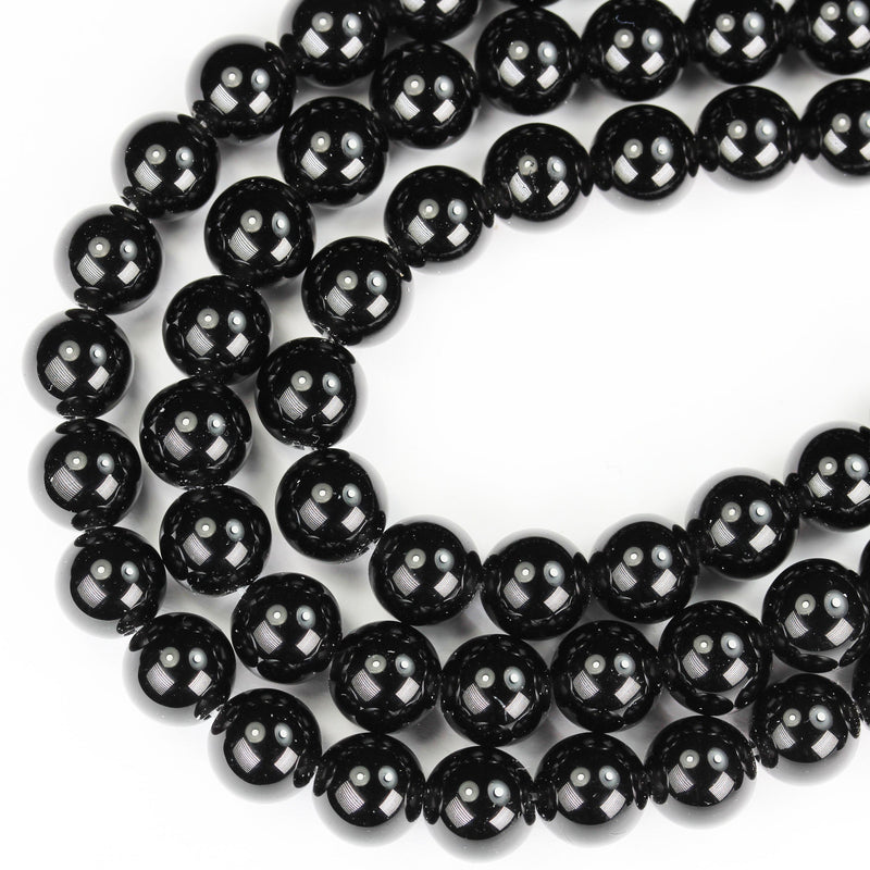 Black obsidian, 8mm Round Natural  Gemstone Strand, One full strand , hole 1mm