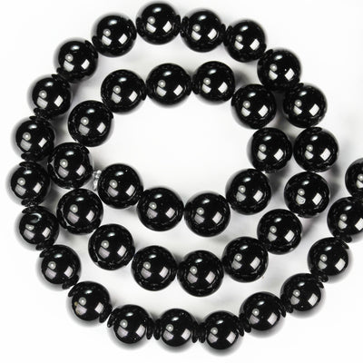 Black obsidian, 8mm Round Natural  Gemstone Strand, One full strand , hole 1mm