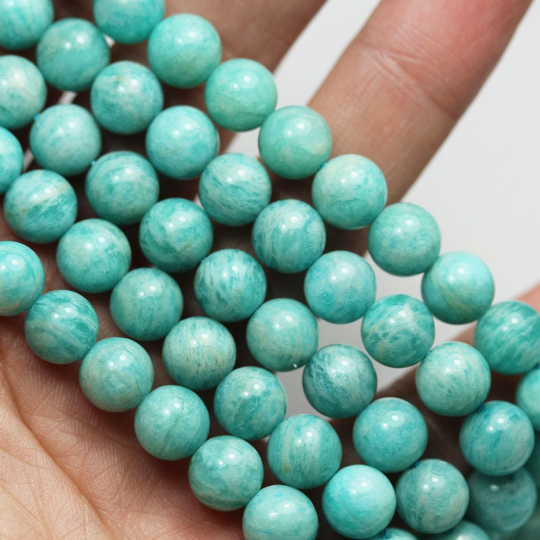 Amazonite, 8mm Round Aqua Blue Gemstone Strand, Full strand 15.5inch , about 50 beads , 1mm hole