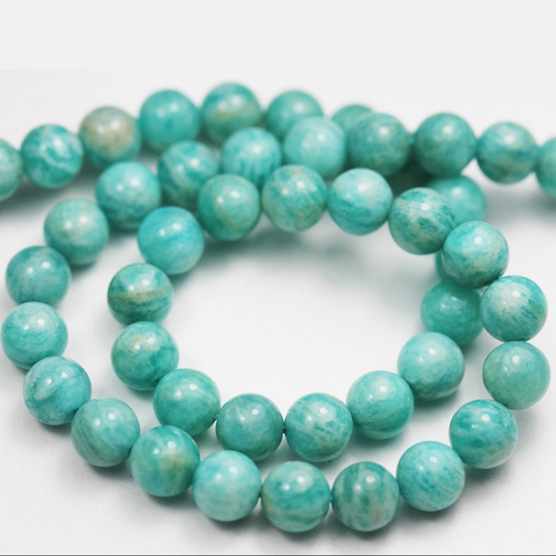 Amazonite, 8mm Round Aqua Blue Gemstone Strand, Full strand 15.5inch , about 50 beads , 1mm hole