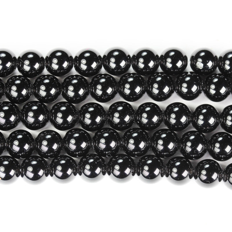 Black obsidian, 8mm Round Natural  Gemstone Strand, One full strand , hole 1mm