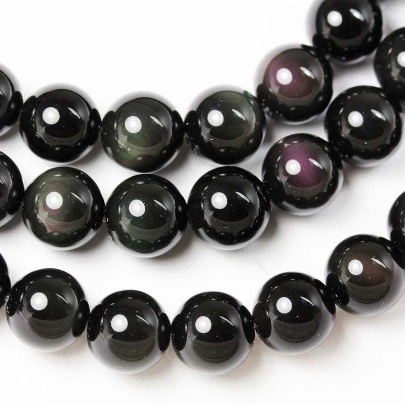 Rainbow obsidian,8mm Round Natural Gemstone Strand, One full strand , 1mm hole