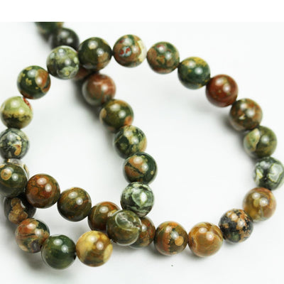 Rhyolite, 10mm Round Natural Green  Gemstone Beads, One full strand 15.5inch, about 40 beads