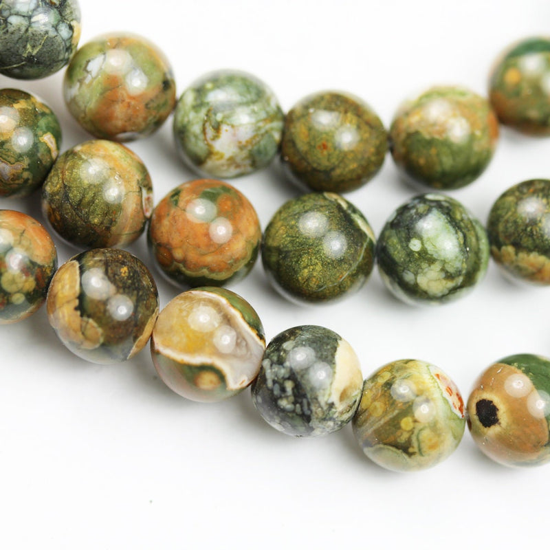 Rhyolite, 10mm Round Natural Green  Gemstone Beads, One full strand 15.5inch, about 40 beads