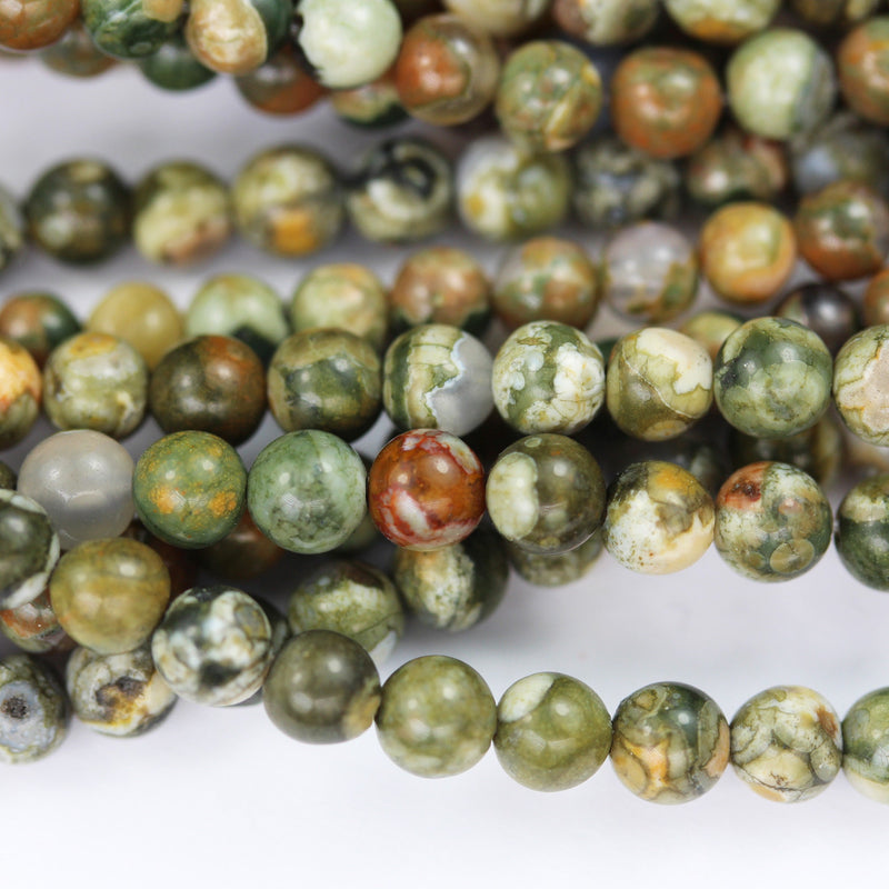 Green Rhyolite, 4mm Round Natural Gemstone Beads, One full strand 16inch, about 90 beads, 0.6mm hole