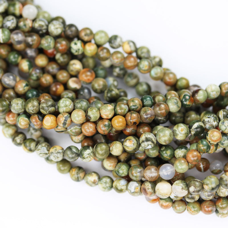 Green Rhyolite, 4mm Round Natural Gemstone Beads, One full strand 16inch, about 90 beads, 0.6mm hole