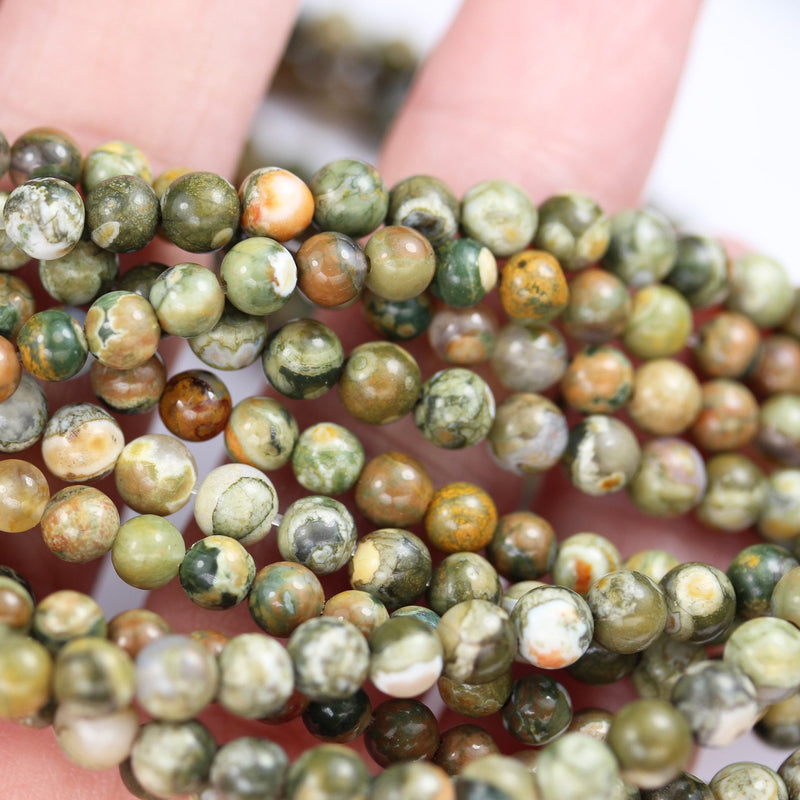 Green Rhyolite, 4mm Round Natural Gemstone Beads, One full strand 16inch, about 90 beads, 0.6mm hole