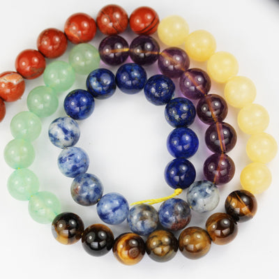 Chakra Beads 6mm Round Natural Gemstone,Amethyst Lapis Sodalite Aventurine Tigers Eye Yellow Jade Red Jasper 15.5", 65 beads, 1mm hole