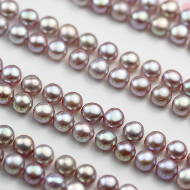 Freshwater Pearl, 3.5-4mm AAA Half Drilled Lavender Color, Button Round Pearl Studs ,for Making earring/Ring , hole 1mm