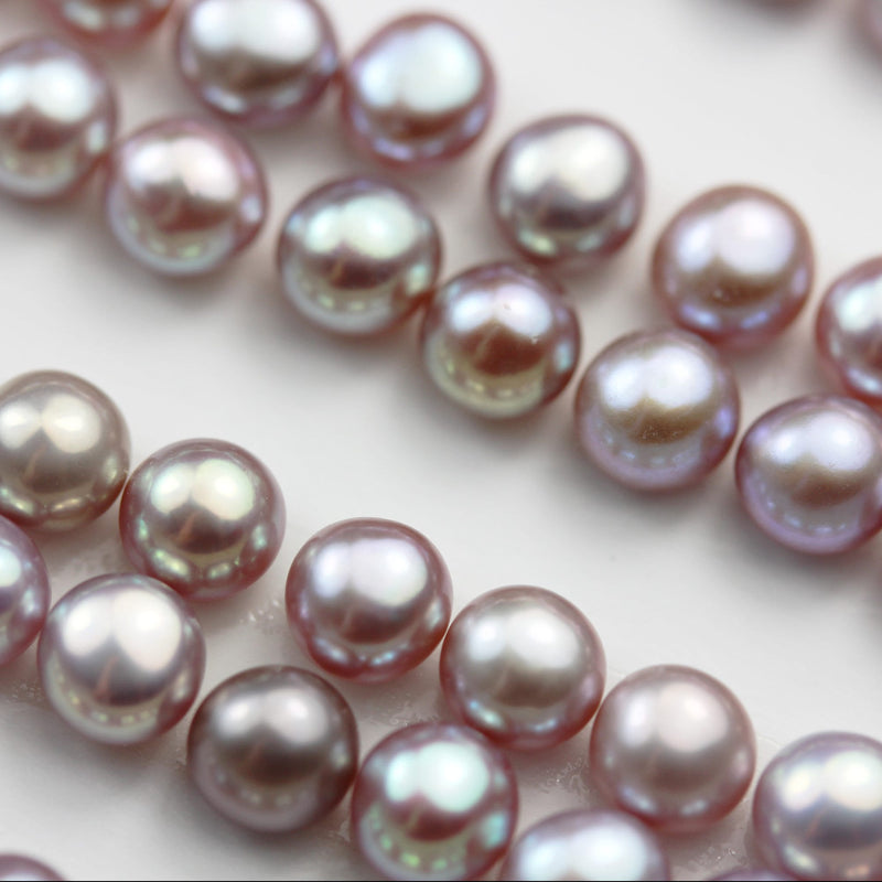 Freshwater Pearl, 3.5-4mm AAA Half Drilled Lavender Color, Button Round Pearl Studs ,for Making earring/Ring , hole 1mm