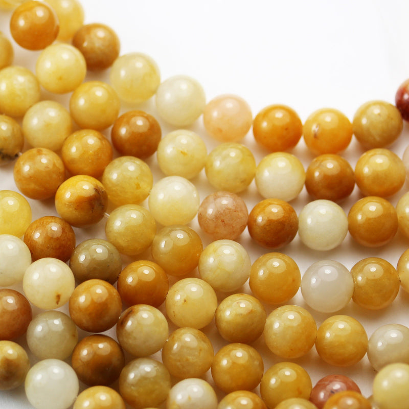 Old Yellow Jade, 6mm Round Gemstone Strand, 15.5 inch , about 65 beads , 1mm hole