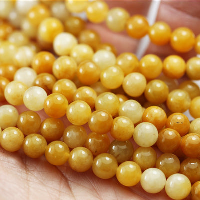 Old Yellow Jade, 6mm Round Gemstone Strand, 15.5 inch , about 65 beads , 1mm hole