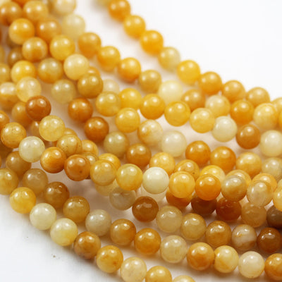 Old Yellow Jade, 6mm Round Gemstone Strand, 15.5 inch , about 65 beads , 1mm hole