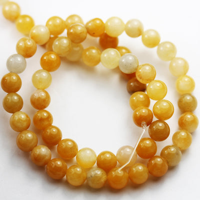 Old Yellow Jade, 6mm Round Gemstone Strand, 15.5 inch , about 65 beads , 1mm hole