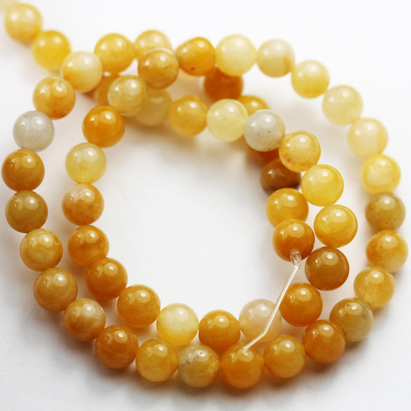 Old Yellow Jade, 6mm Round Gemstone Strand, 15.5 inch , about 65 beads , 1mm hole