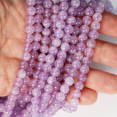 Natural Light Purple Violet Lavender Lilac Amethyst, 8mm Round Gemstone Beads One full strand, 16", 1mm hole , About 50pcs