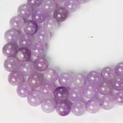 Natural Light Purple Violet Lavender Lilac Amethyst, 8mm Round Gemstone Beads One full strand, 16", 1mm hole , About 50pcs