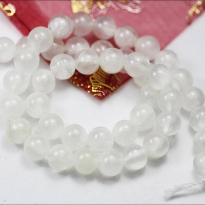 Natural Selenite, 8mm  round  gemstone,One full strand 50 beads, Gemstone beads, 16", 1mm hole