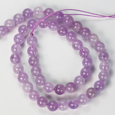 Natural Light Purple Violet Lavender Lilac Amethyst, 8mm Round Gemstone Beads One full strand, 16", 1mm hole , About 50pcs