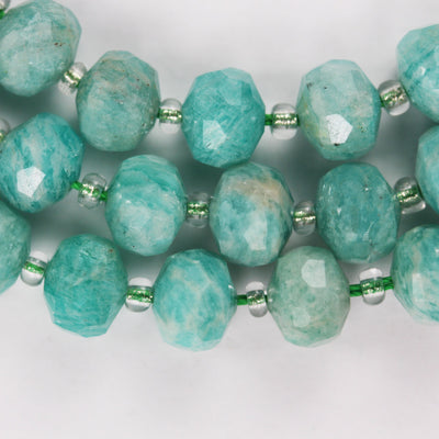 Natural Amazonite, 6*8mm Faceted Rondelle Gemstone Strand, 8 inch , about 25 beads,hole1mm