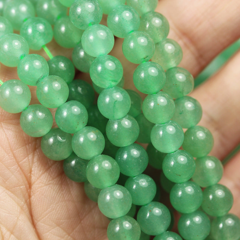 Green Aventurine, 6mm Round Gemstone Strand, 15.5inch , about 65 beads , 1mm hole