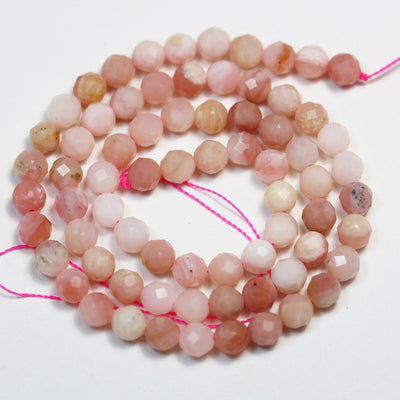 Pink Opal, 6mm Faceted Round Gemstone Strand, 15.5inch , about 65 beads , 0.6mm hole