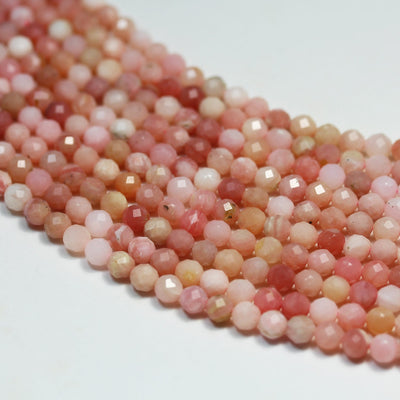 Pink Opal, 6mm Faceted Round Gemstone Strand, 15.5inch , about 65 beads , 0.6mm hole