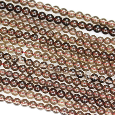 Smoky Quartz, 4mm Round Gemstone Strand ,One full strand ,Smokey color, hole 0.6mm, about 100beads