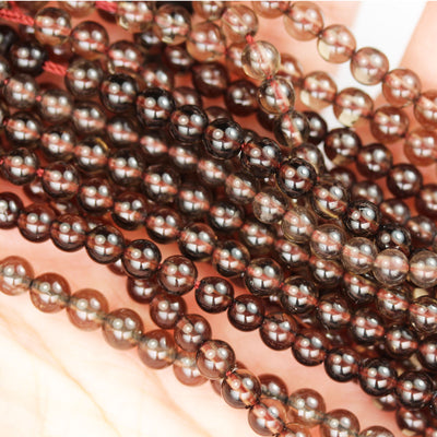 Smoky Quartz, 4mm Round Gemstone Strand ,One full strand ,Smokey color, hole 0.6mm, about 100beads