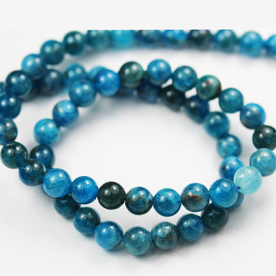 Apatite, 6mm Round  Gemstone Strand, One full strand , Green/Blue color, hole 1mm, 16 inch