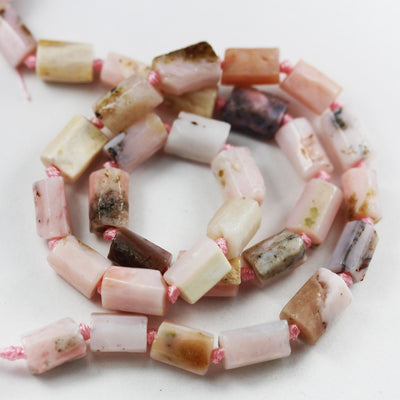 Natural Pink Opal ,7*11mm Faceted Tube Gemstone Strand, 15.5 inch, 1mm hole, about33 beads