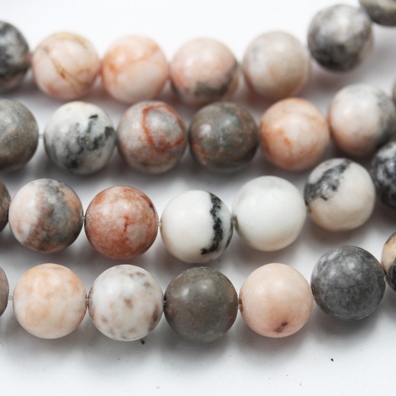 Pink Zebra Jasper,4mm Round Black, Pink and White Gemstone Beads, One full strand  15.5inch, about 90pcs