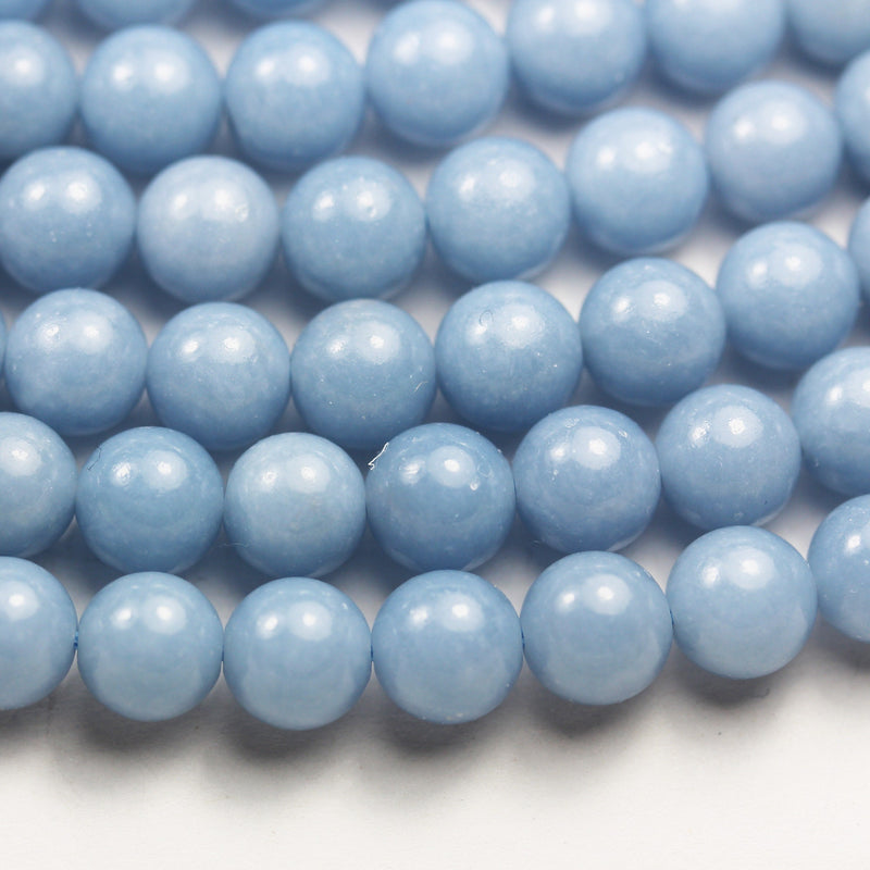 Angelite, 4mm Round Natual Gemstone Beads ,One full strand , 16 inch, about65beads, 0.8mm hole